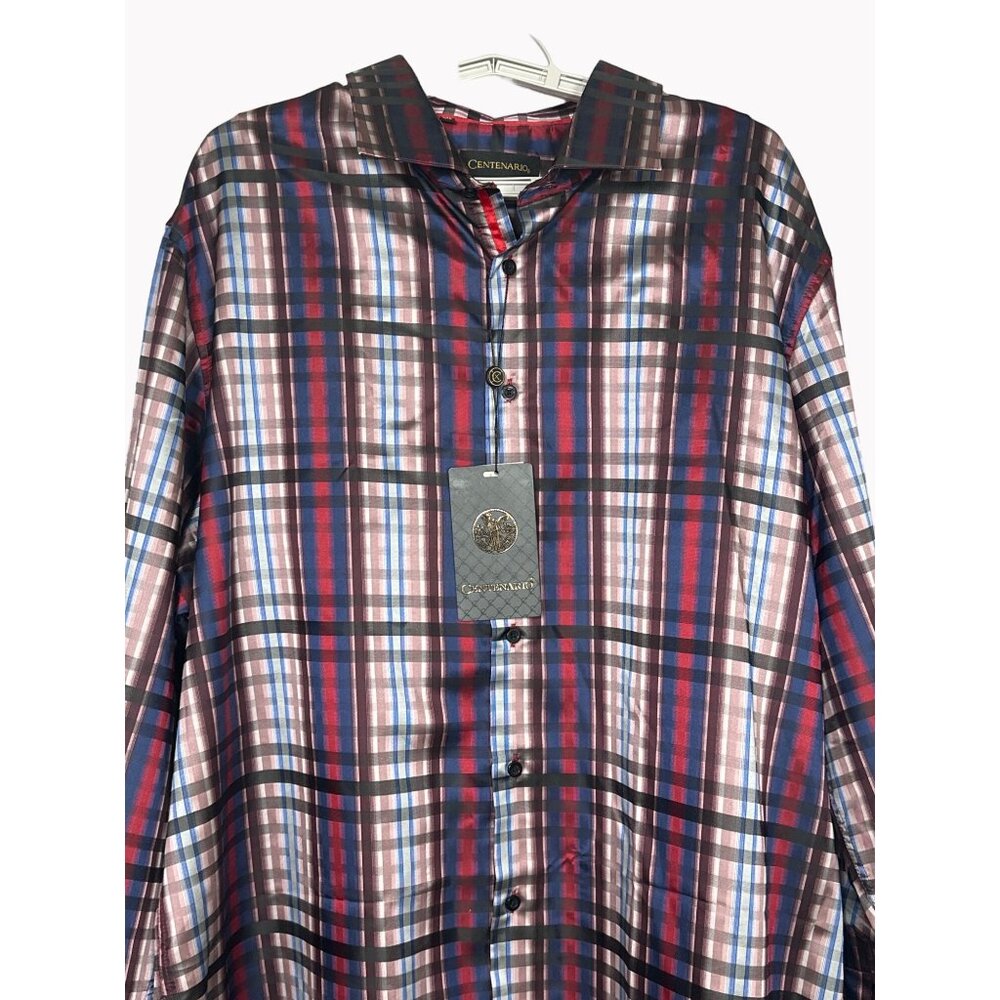 Centenario Mens 4XL Plaid Long Sleeve Shirt In Red & Black